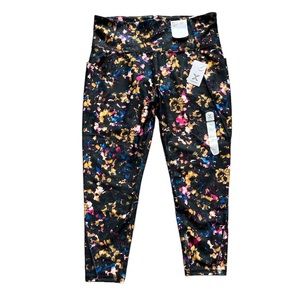 Xersion XL Dark Floral 7/8 Workout Ankle Leggings